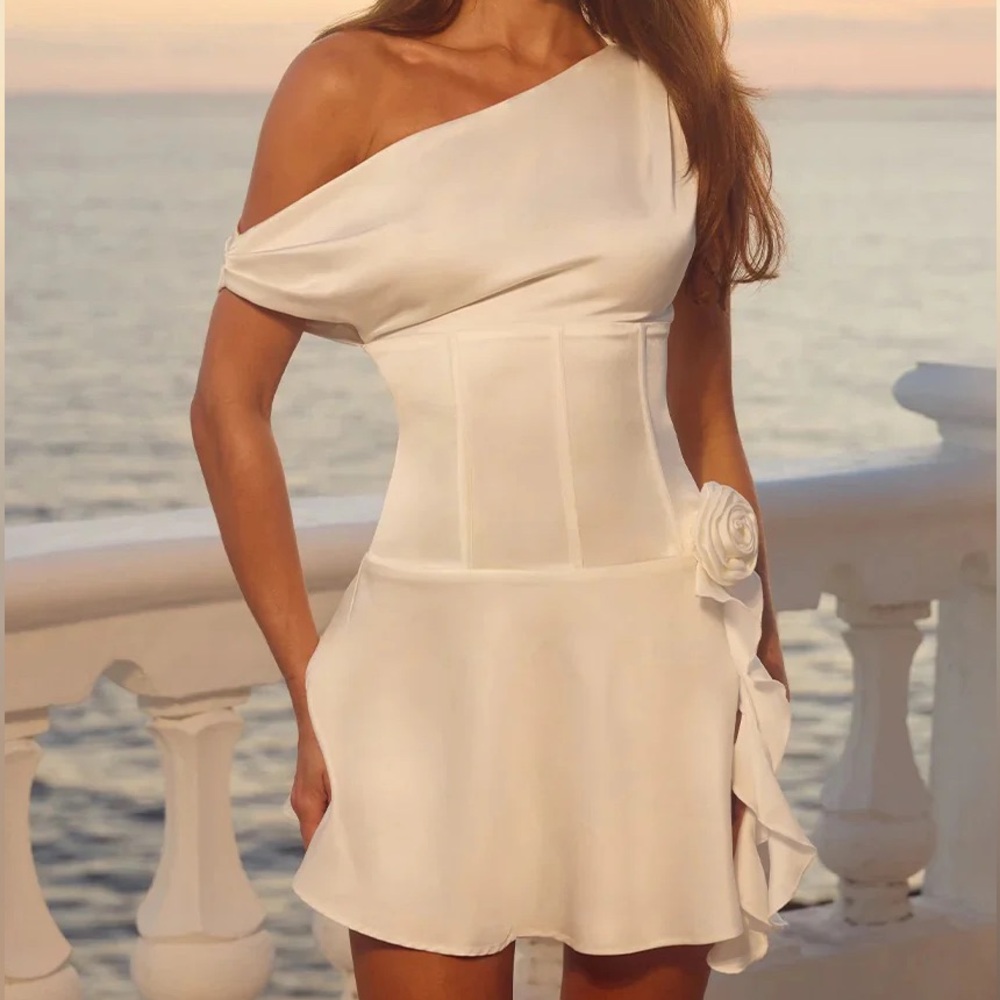 NWT Runaway The Label One Shoulder Mini White Dress